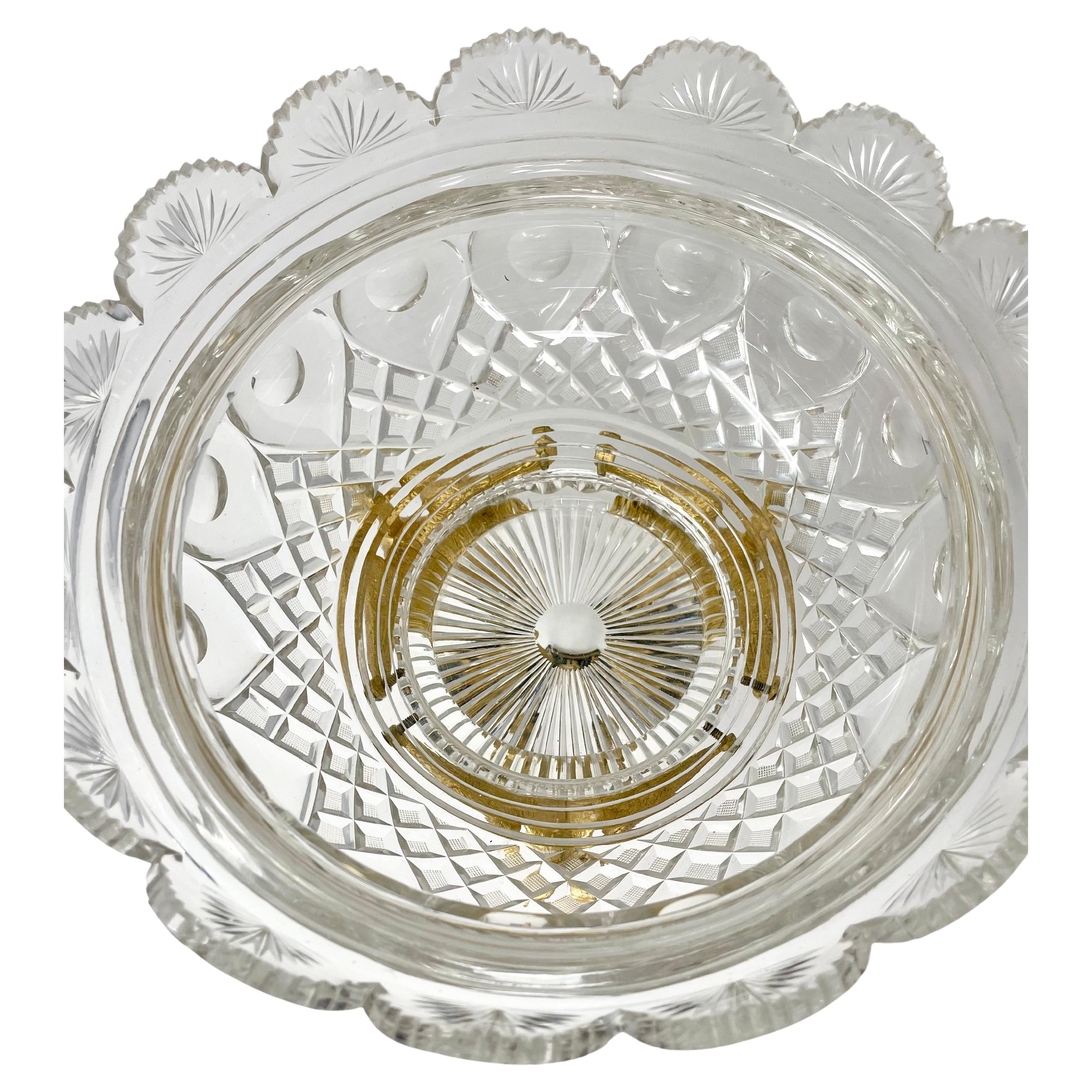 Paire de coupes françaises anciennes en cristal montées sur des socles en marbre, vers 1890 en vente 5