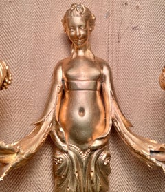Pair Antique French Bronze D'ore Sconces, Circa 1890