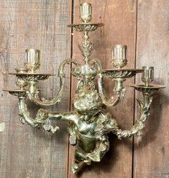 Pair Antique French Bronze Wall Sconces, circa 1890