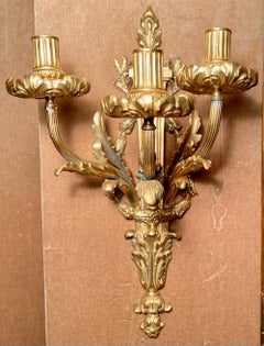 Pair Antique French Bronze Wall Sconces circa 1890