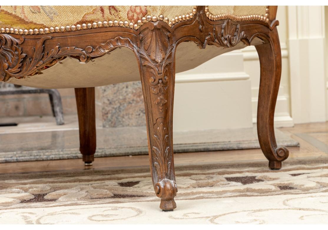 Pair Antique French Carved Walnut Fauteuils for Restoration For Sale 3