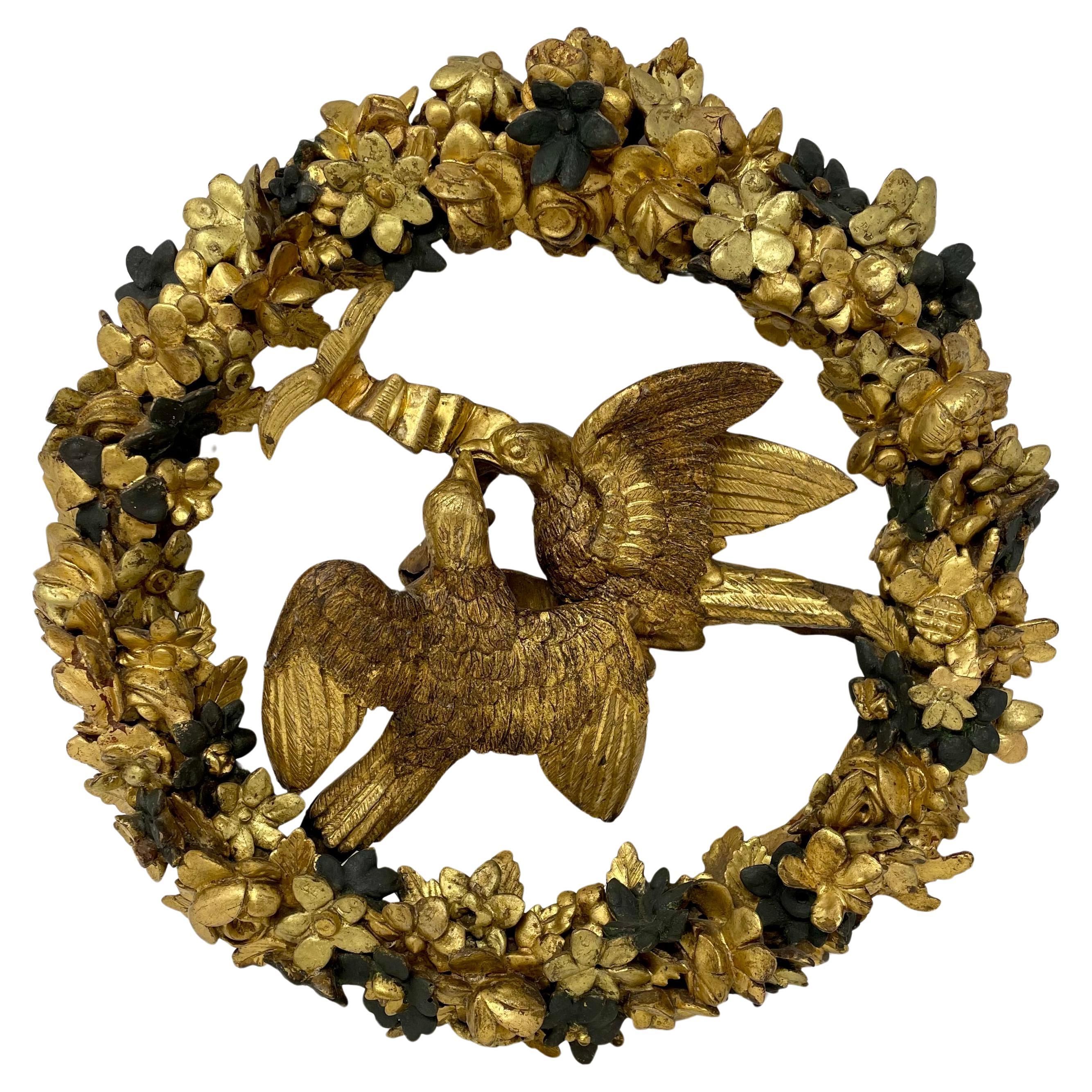 Pair Antique French Carved Wood with Gold Leaf 