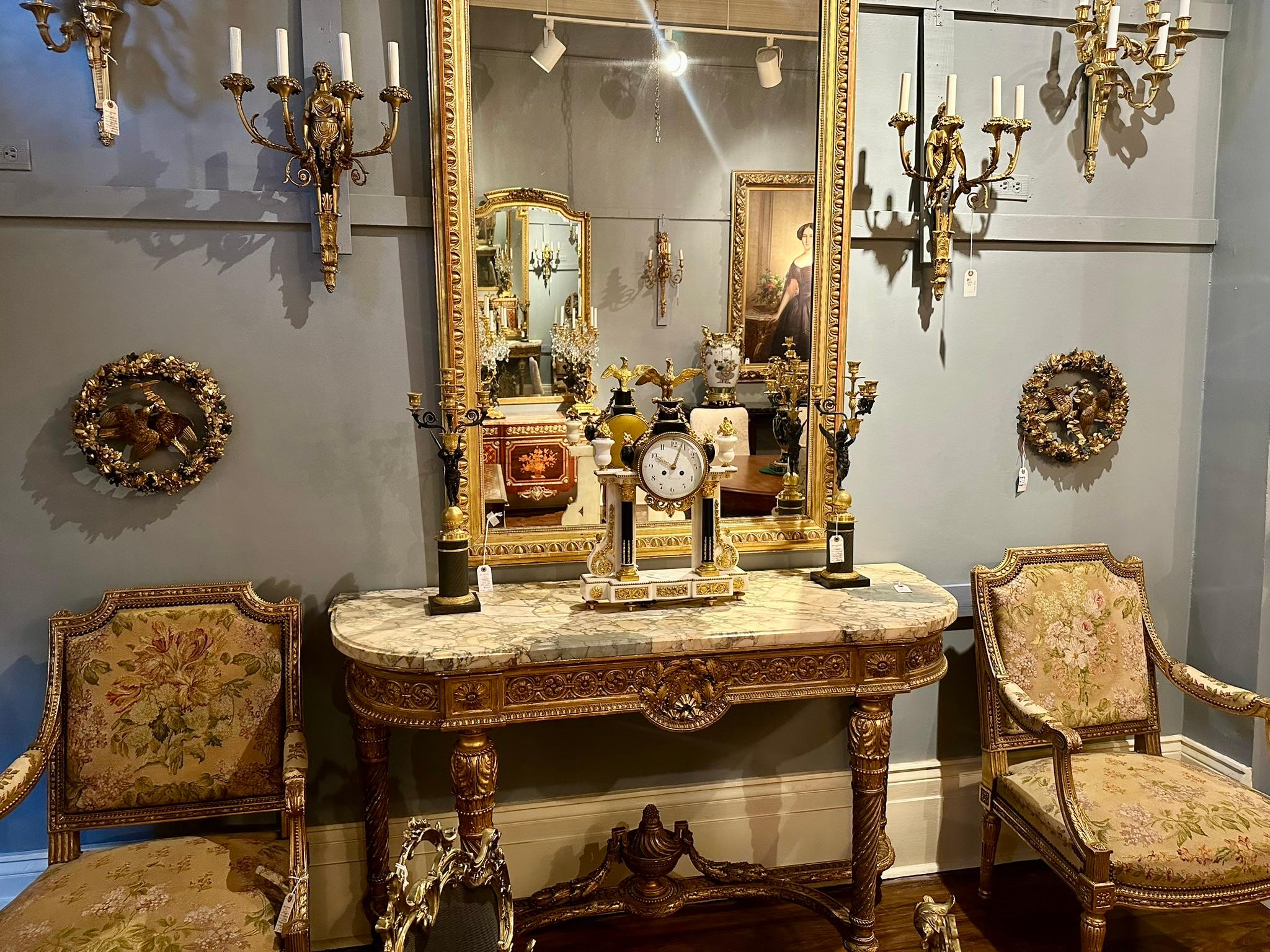 Pair Antique French Carved Wood with Gold Leaf 