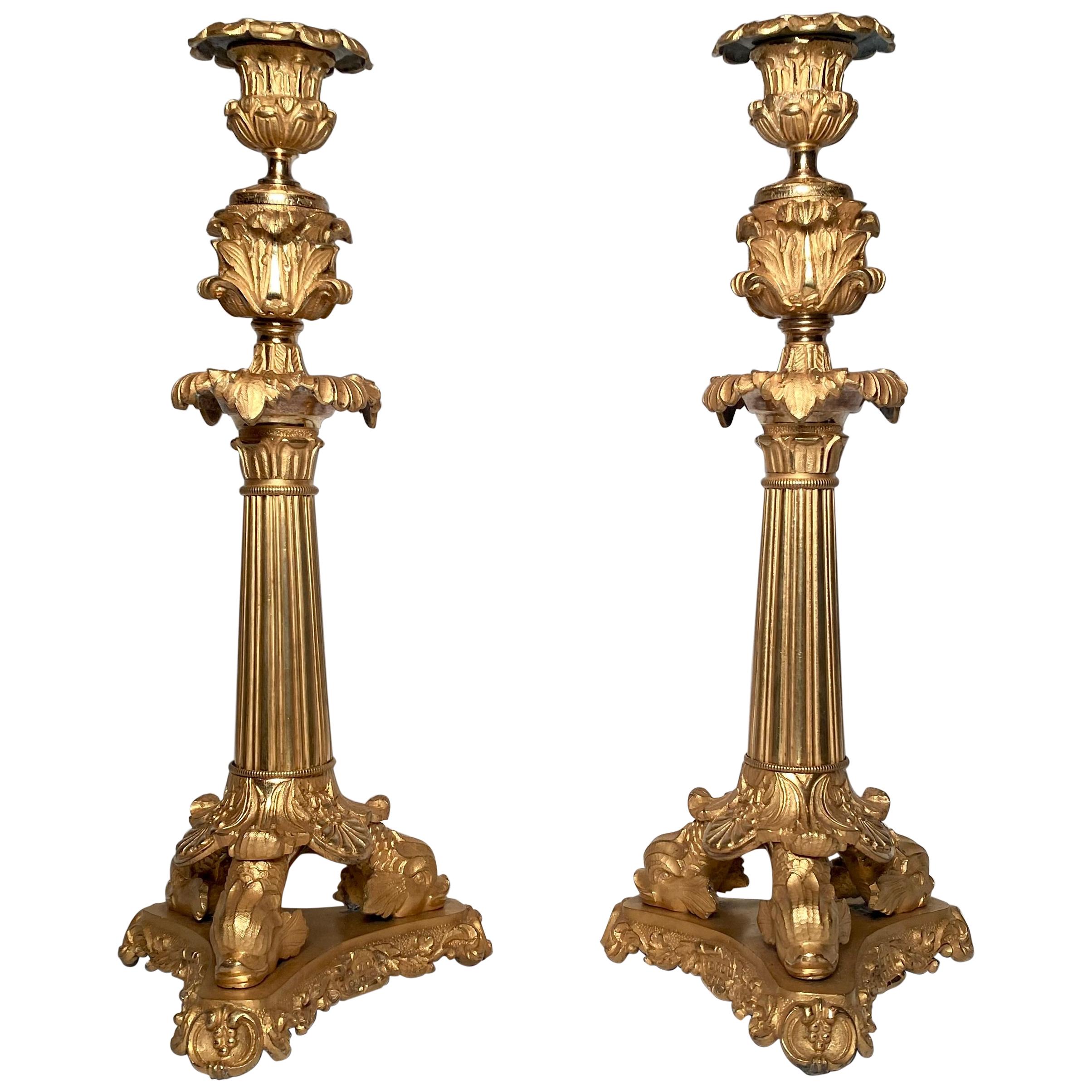 Two Big Impressive Gilded Empire Candles, France, 18001820 at 1stDibs