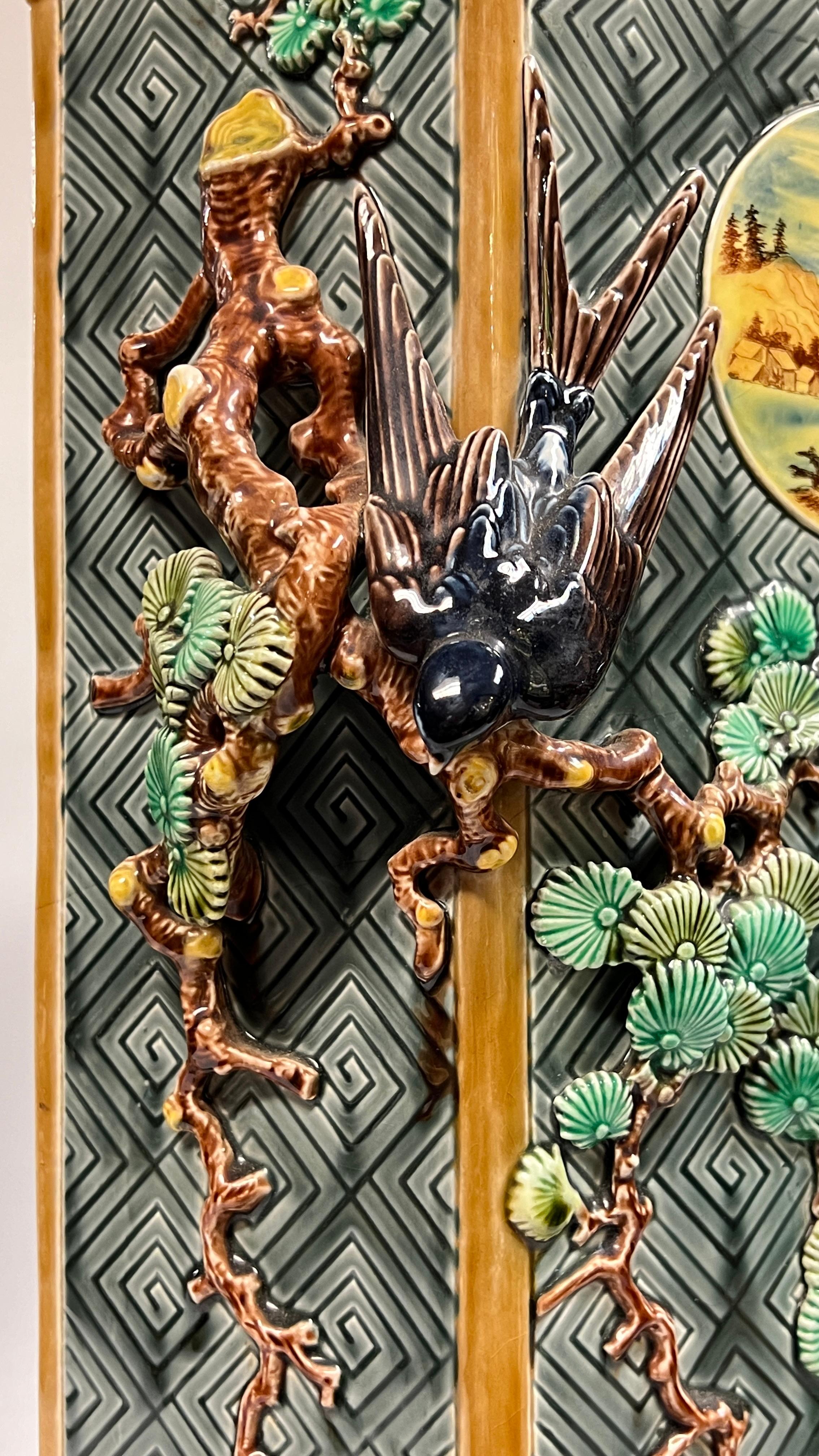 Smaltato Coppia di lampade da tavolo in maiolica di Antique French Chinoiserie in vendita