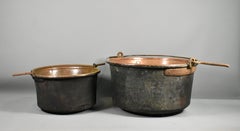Pair Antique French Copper Cauldrons