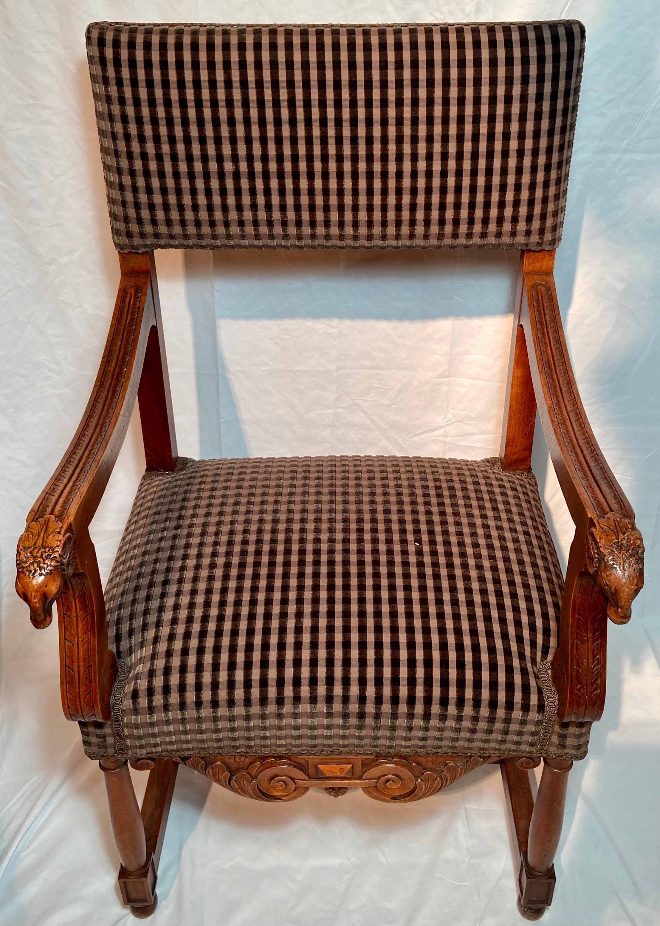 Pair Antique French Country Carved Walnut Arm Chairs, circa 1800s In Good Condition For Sale In New Orleans, LA