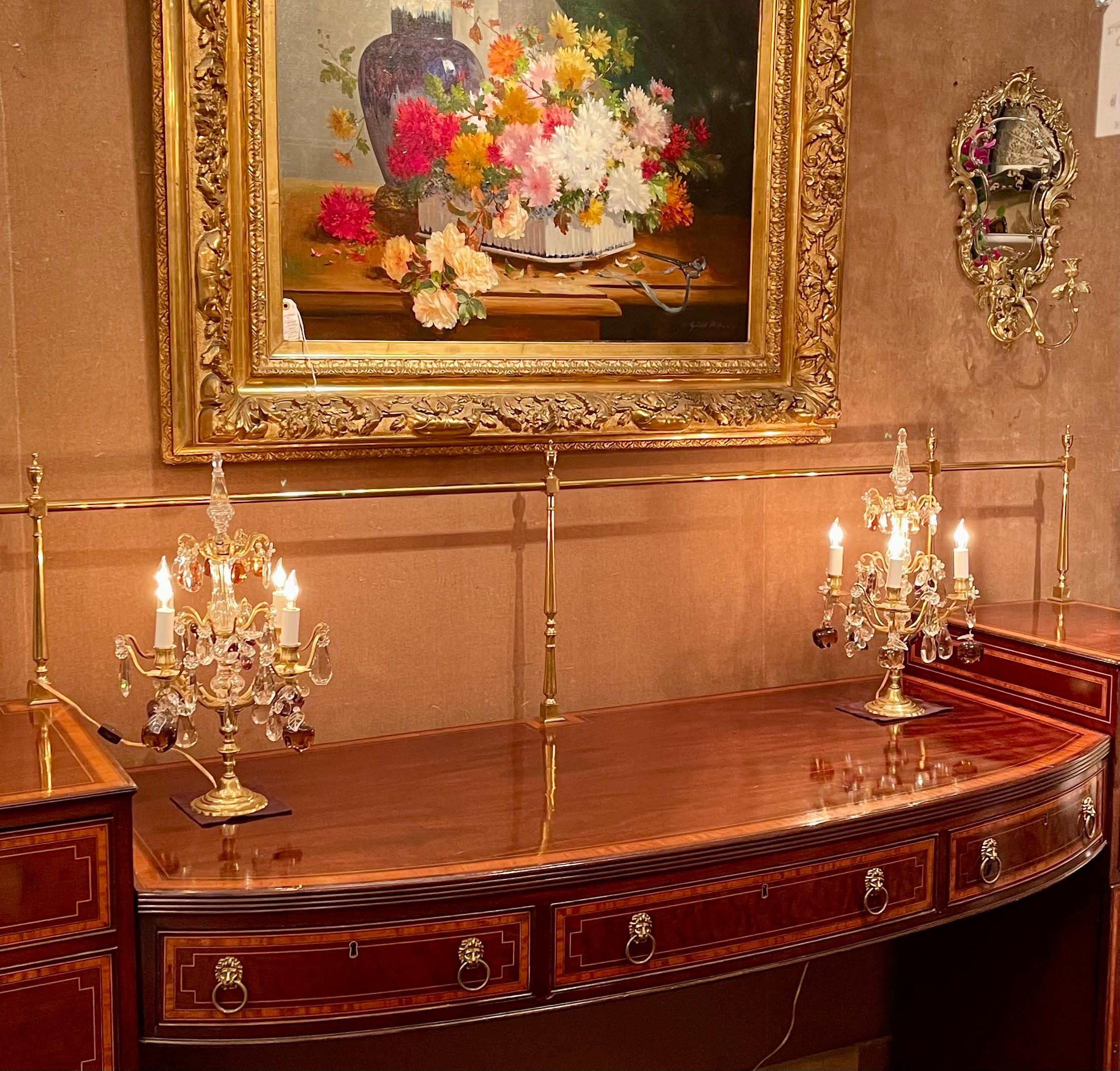 Coppia di Girandole francesi in cristallo e bronzo dorato, CIRCA 1890 in vendita 2