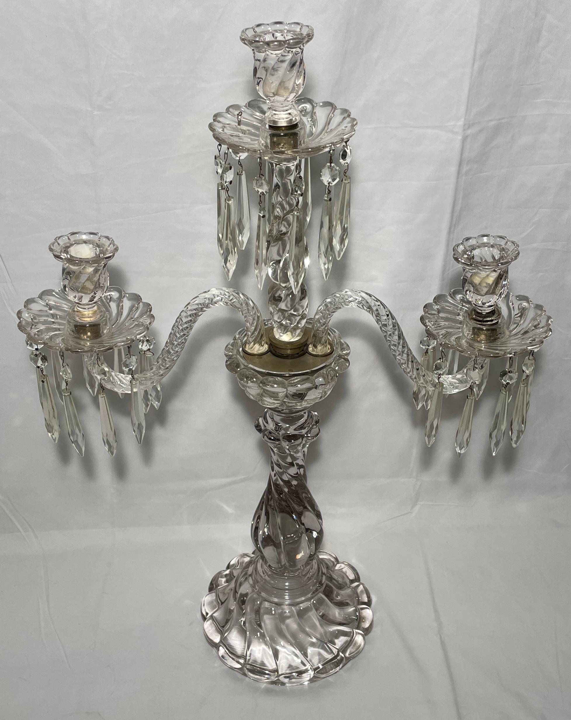 vintage brass candelabra with crystals