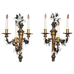 Coppia di focaccine decorative Antique French con fiori di porcellana