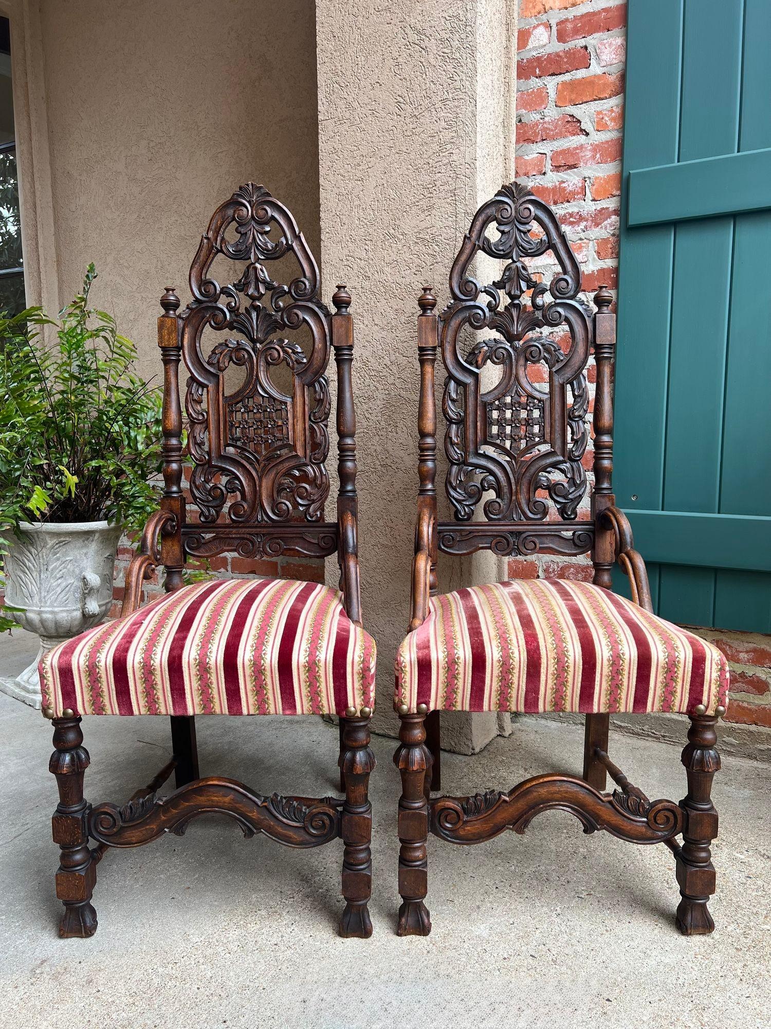 COPPIA Sedie da pranzo francesi antiche Rinascimento aperte intagliate Oak SET di 2 in vendita 5