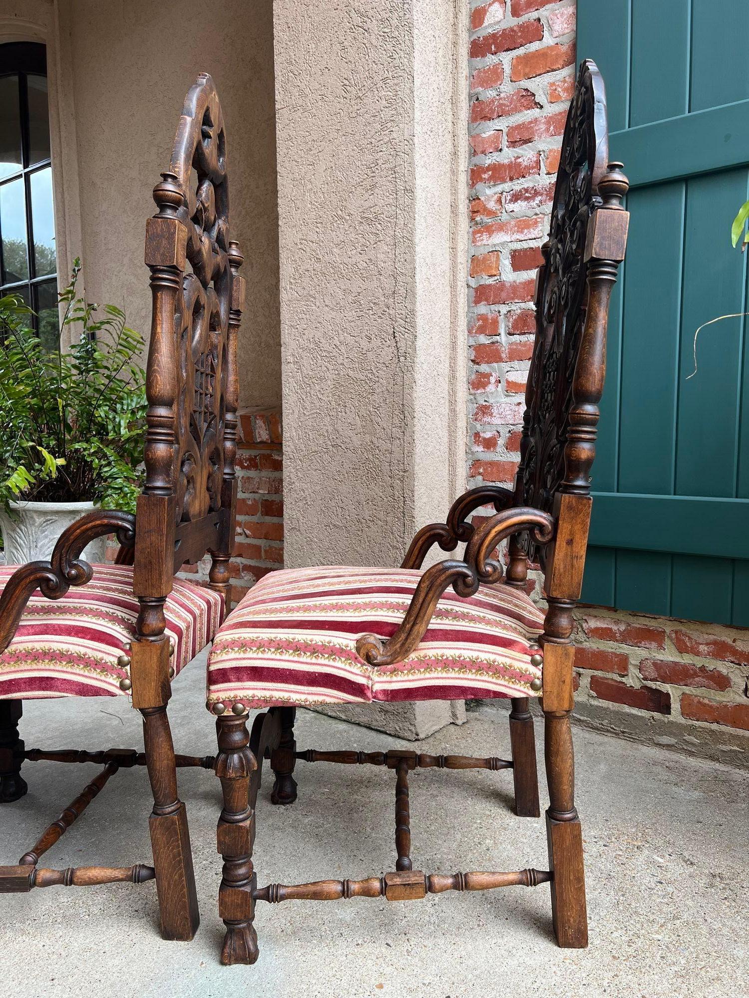 COPPIA Sedie da pranzo francesi antiche Rinascimento aperte intagliate Oak SET di 2 in vendita 9