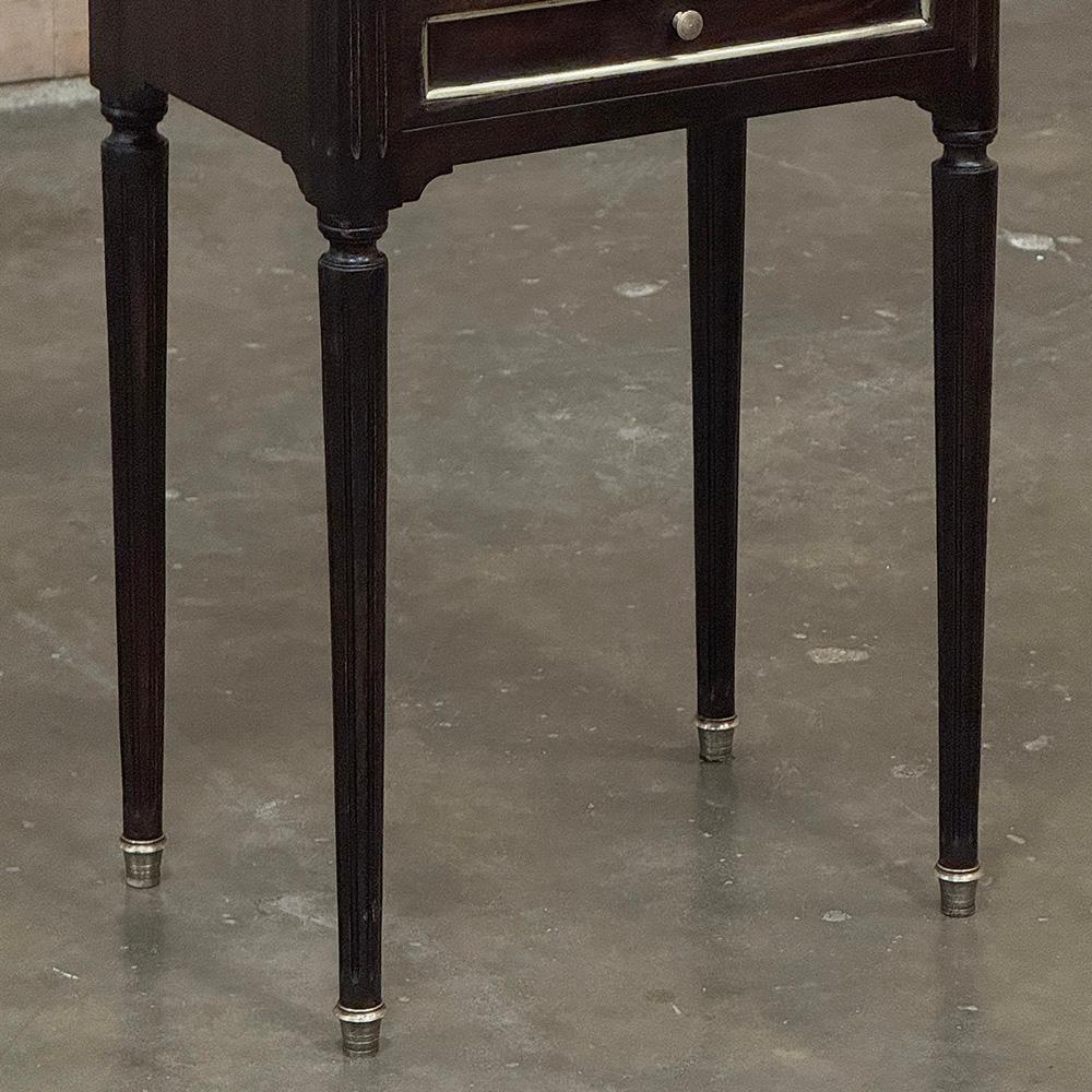 Pair Antique French Directoire Mahogany End Tables with Carrara Marble For Sale 4