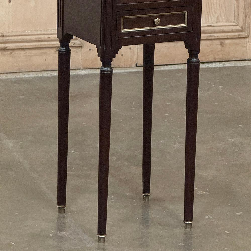 Pair Antique French Directoire Mahogany End Tables with Carrara Marble For Sale 5