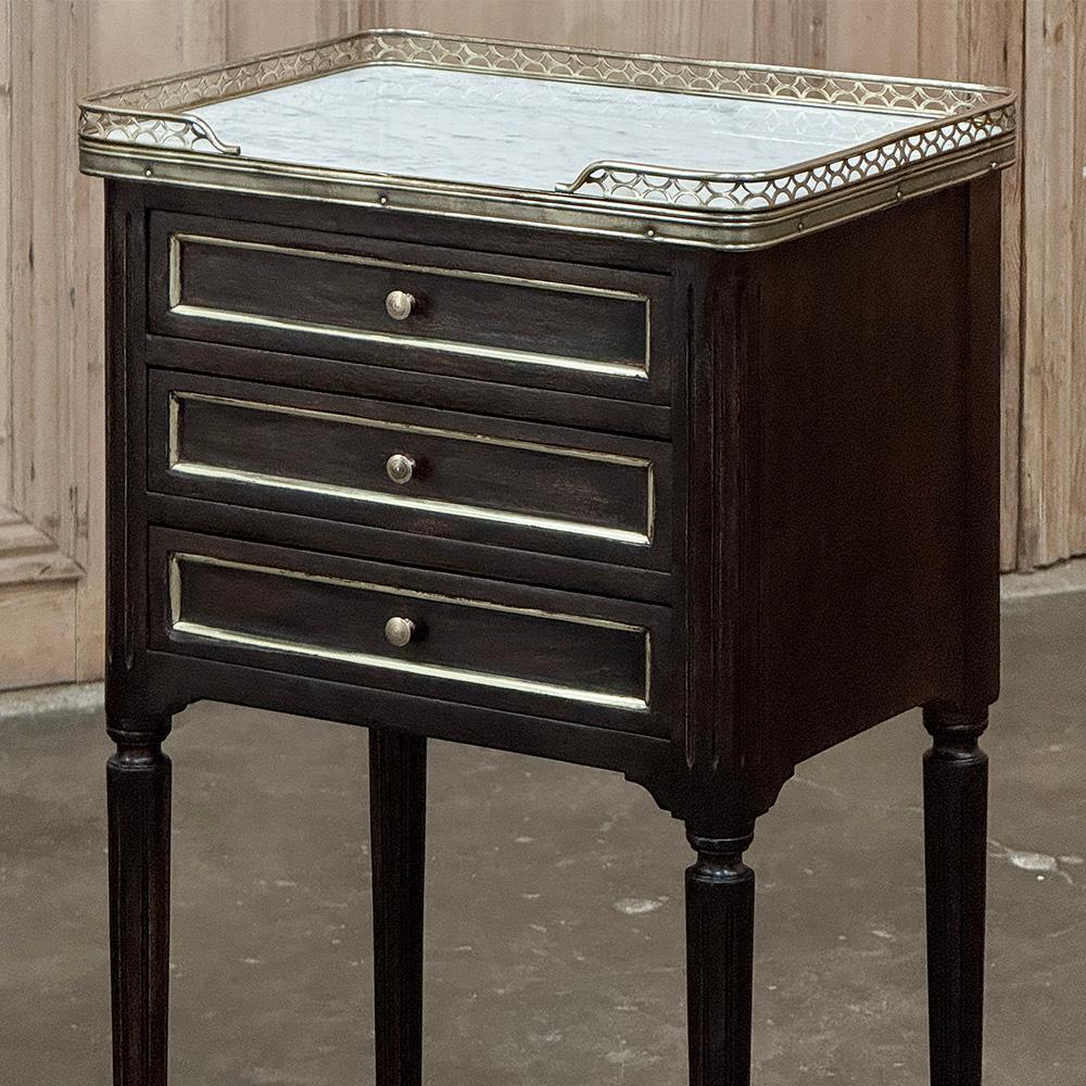 Pair Antique French Directoire Mahogany End Tables with Carrara Marble For Sale 5