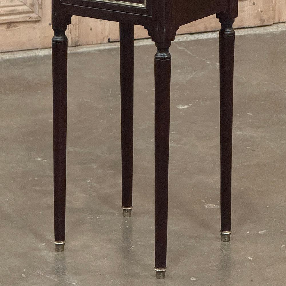 Pair Antique French Directoire Mahogany End Tables with Carrara Marble For Sale 7