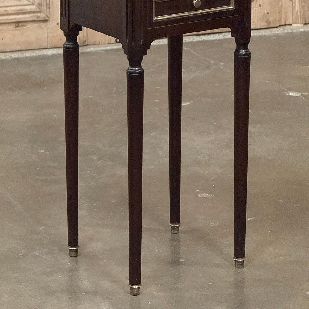 Pair Antique French Directoire Mahogany End Tables with Carrara Marble For Sale 1
