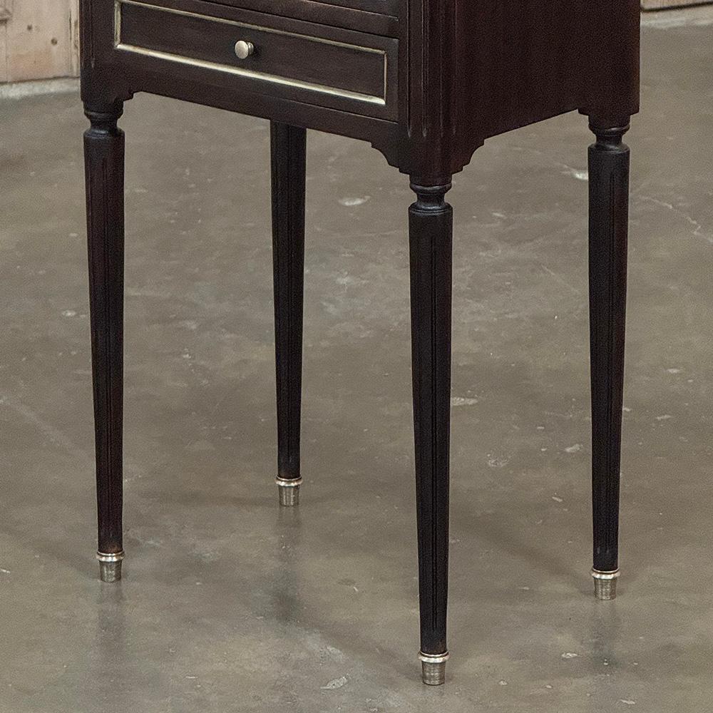 Pair Antique French Directoire Mahogany End Tables with Carrara Marble For Sale 2