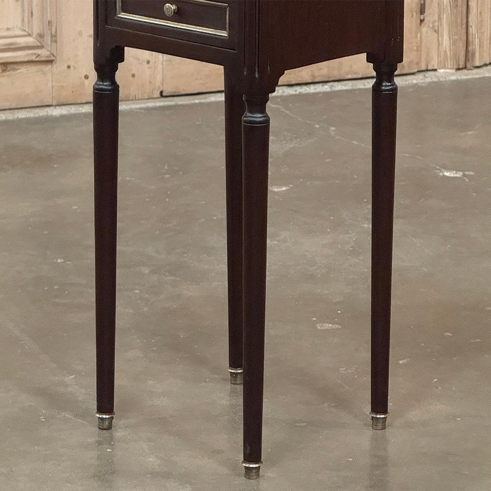 Pair Antique French Directoire Mahogany End Tables with Carrara Marble For Sale 3