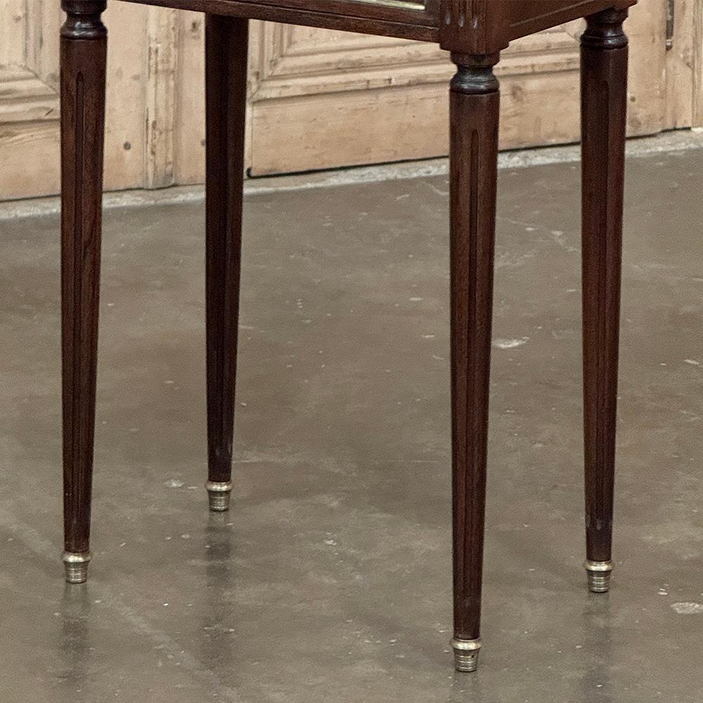 Pair Antique French Directoire Neoclassical End Tables with Carrara Marble For Sale 4