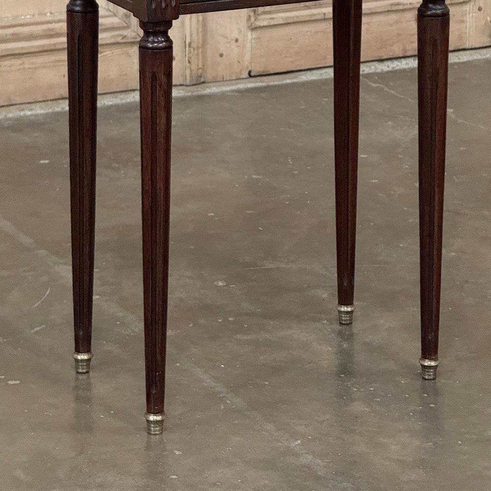 Pair Antique French Directoire Neoclassical End Tables with Carrara Marble For Sale 2