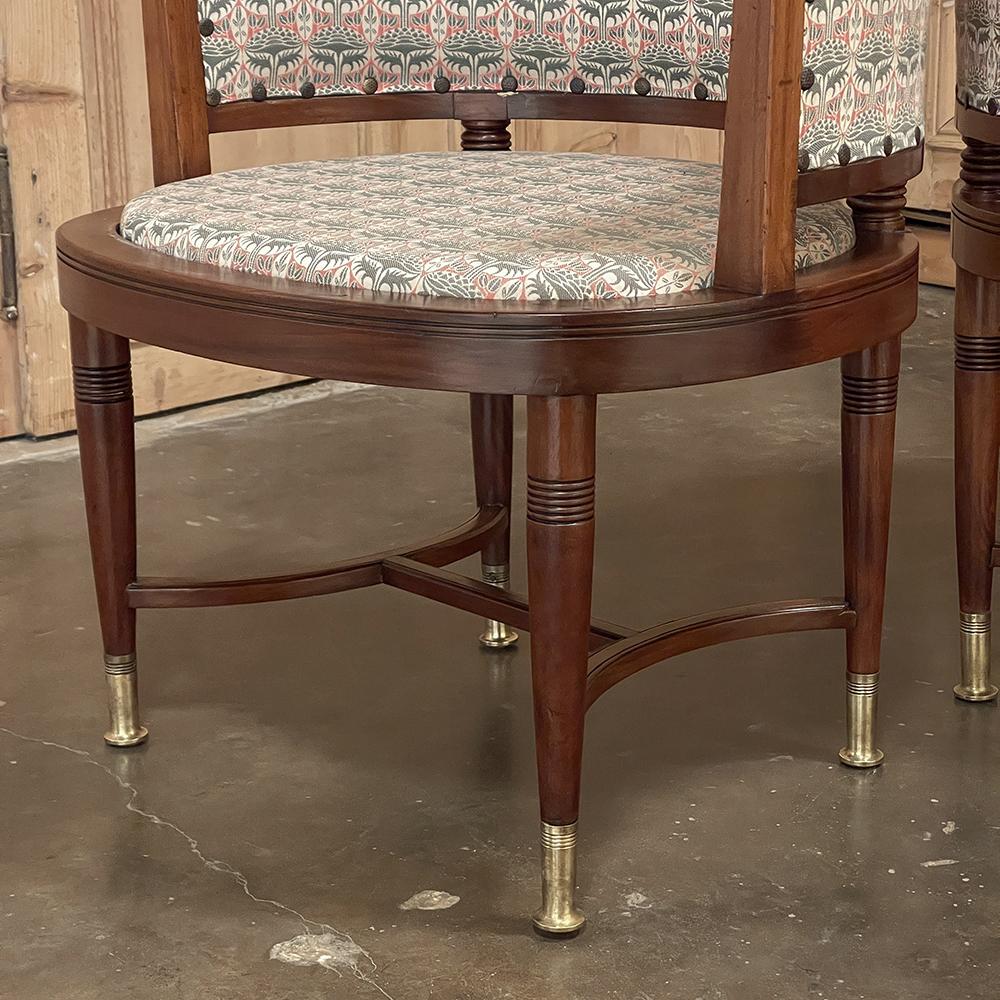 Pair Antique French Directoire Style Mahogany Armchairs 5