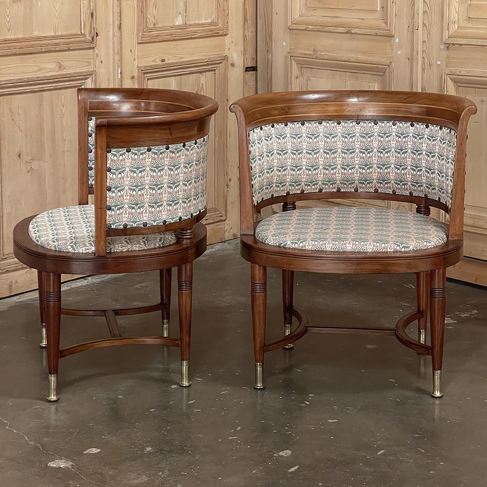 20th Century Pair Antique French Directoire Style Mahogany Armchairs
