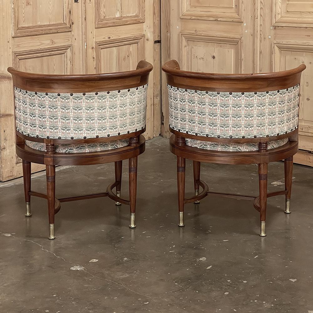 Pair Antique French Directoire Style Mahogany Armchairs 2