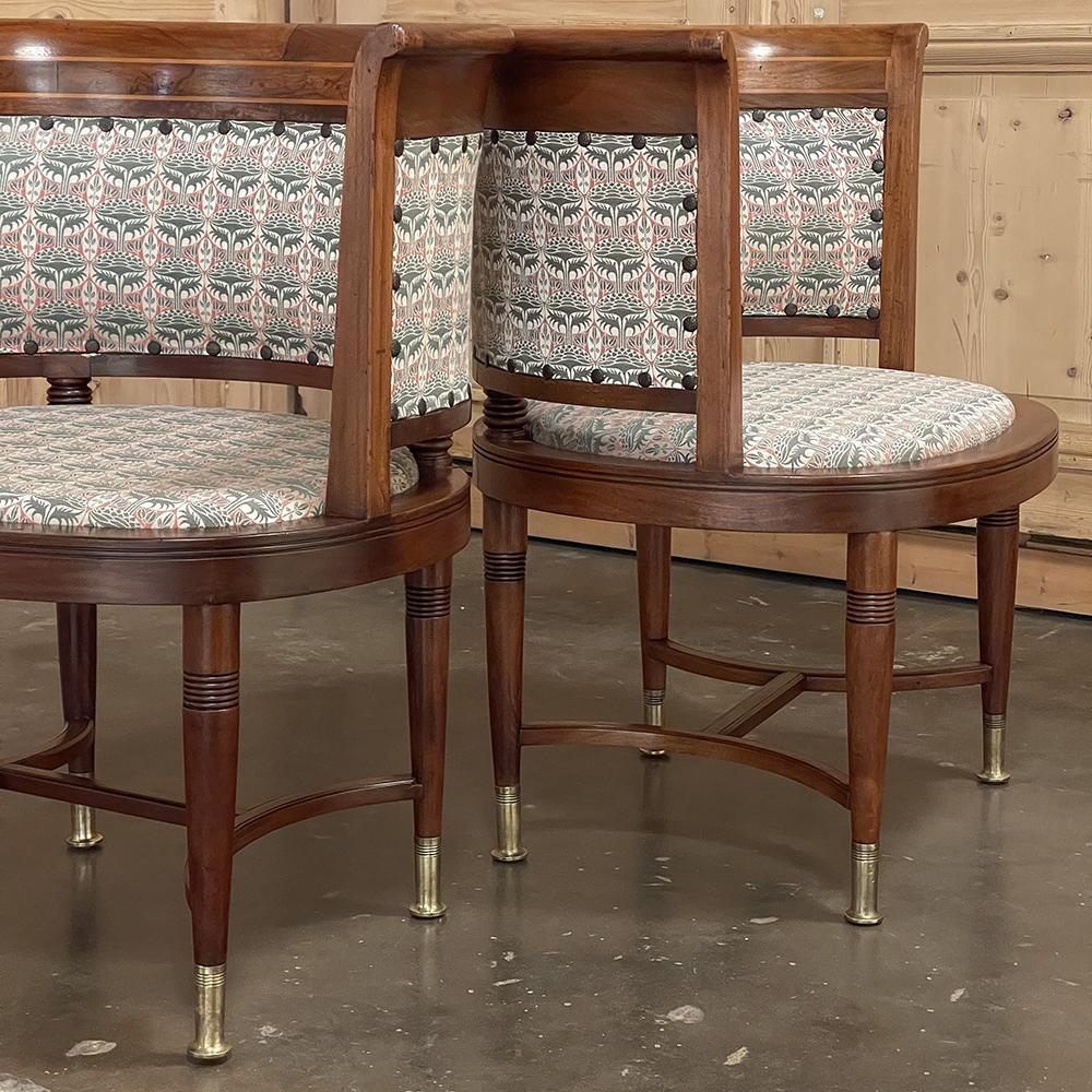 Pair Antique French Directoire Style Mahogany Armchairs 3