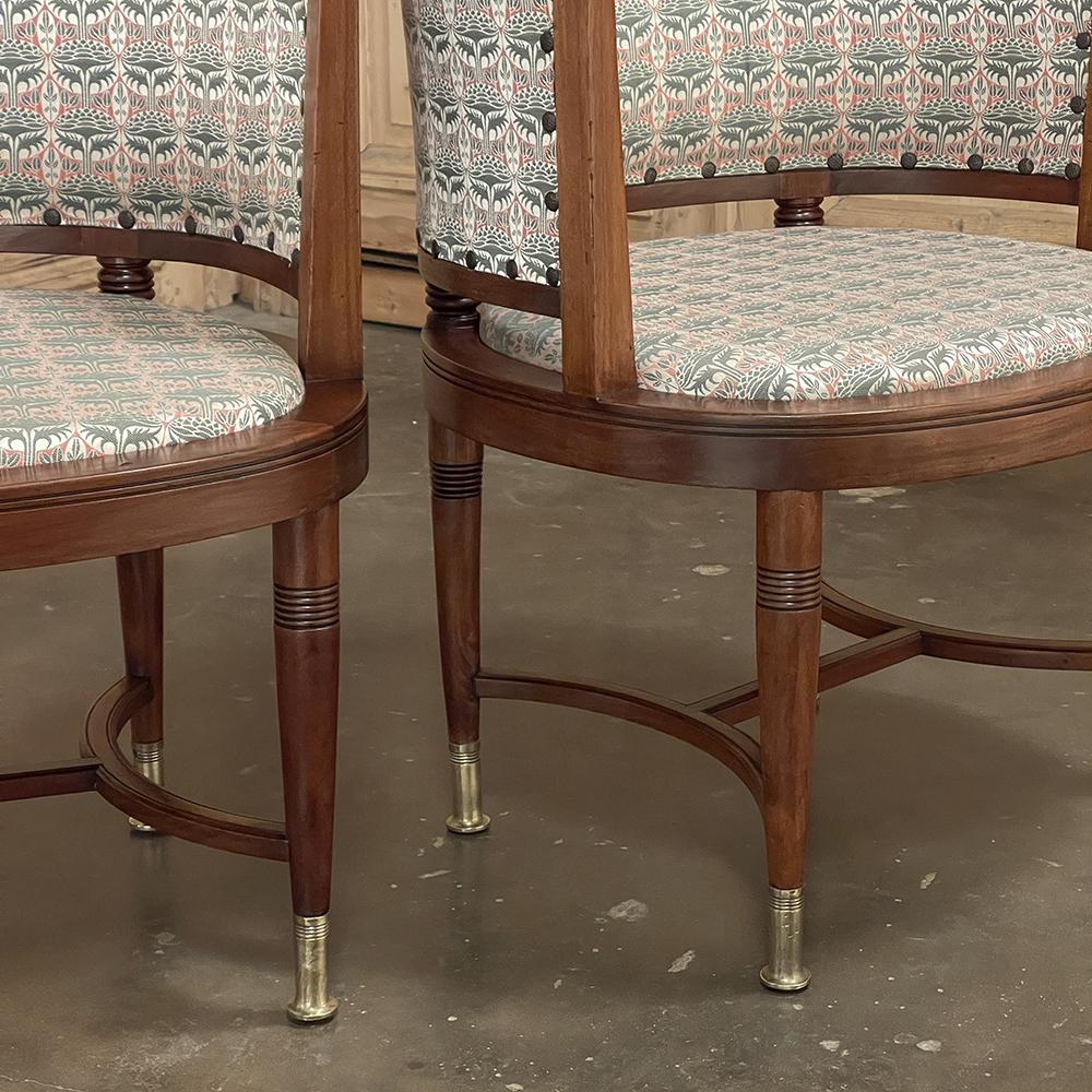 Pair Antique French Directoire Style Mahogany Armchairs 4