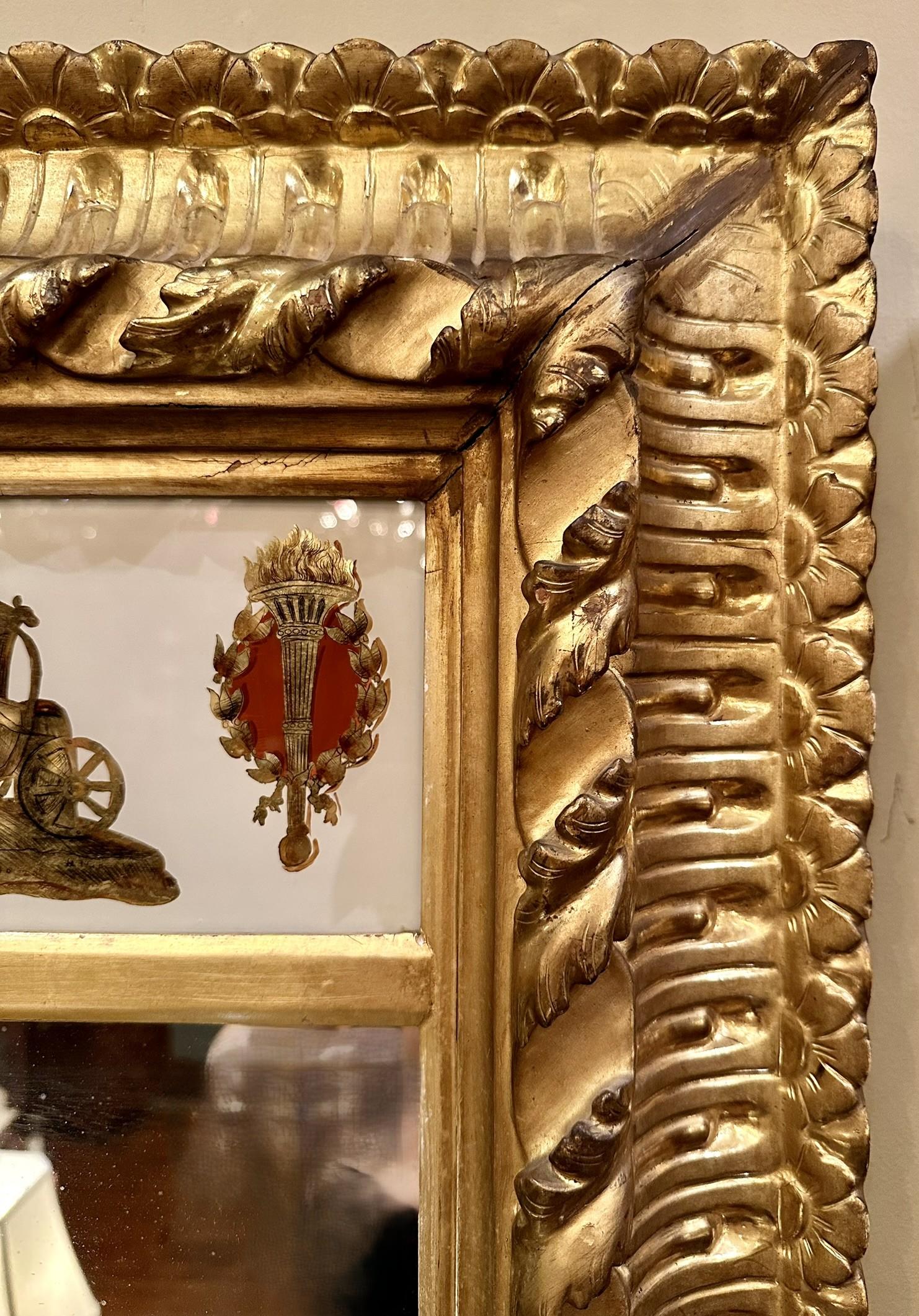 Pair Antique French Églomisé Mirrors in Fine Frames, Circa 1880-1890. For Sale 7