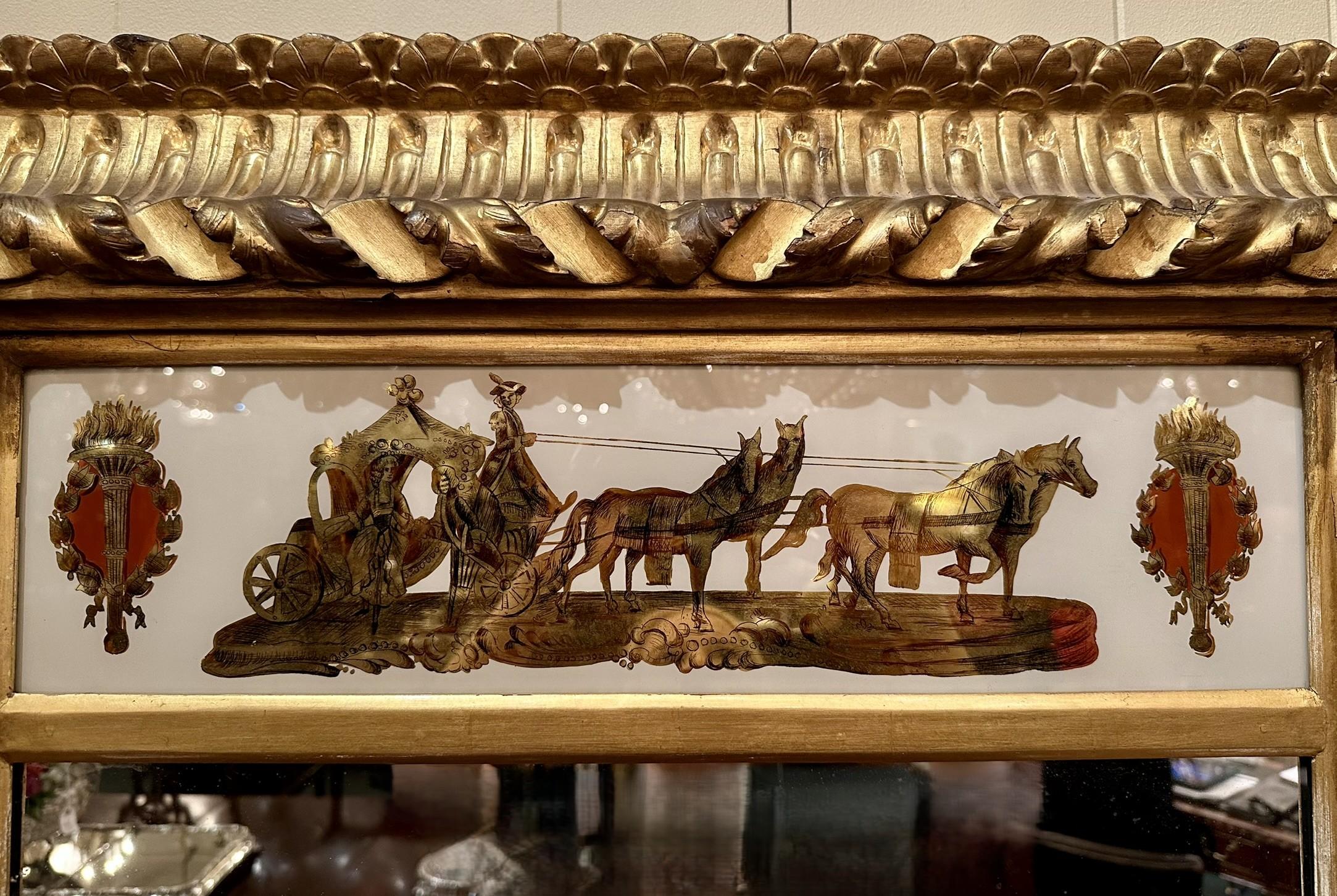 Pair Antique French Églomisé Mirrors in Fine Frames, Circa 1880-1890. For Sale 2