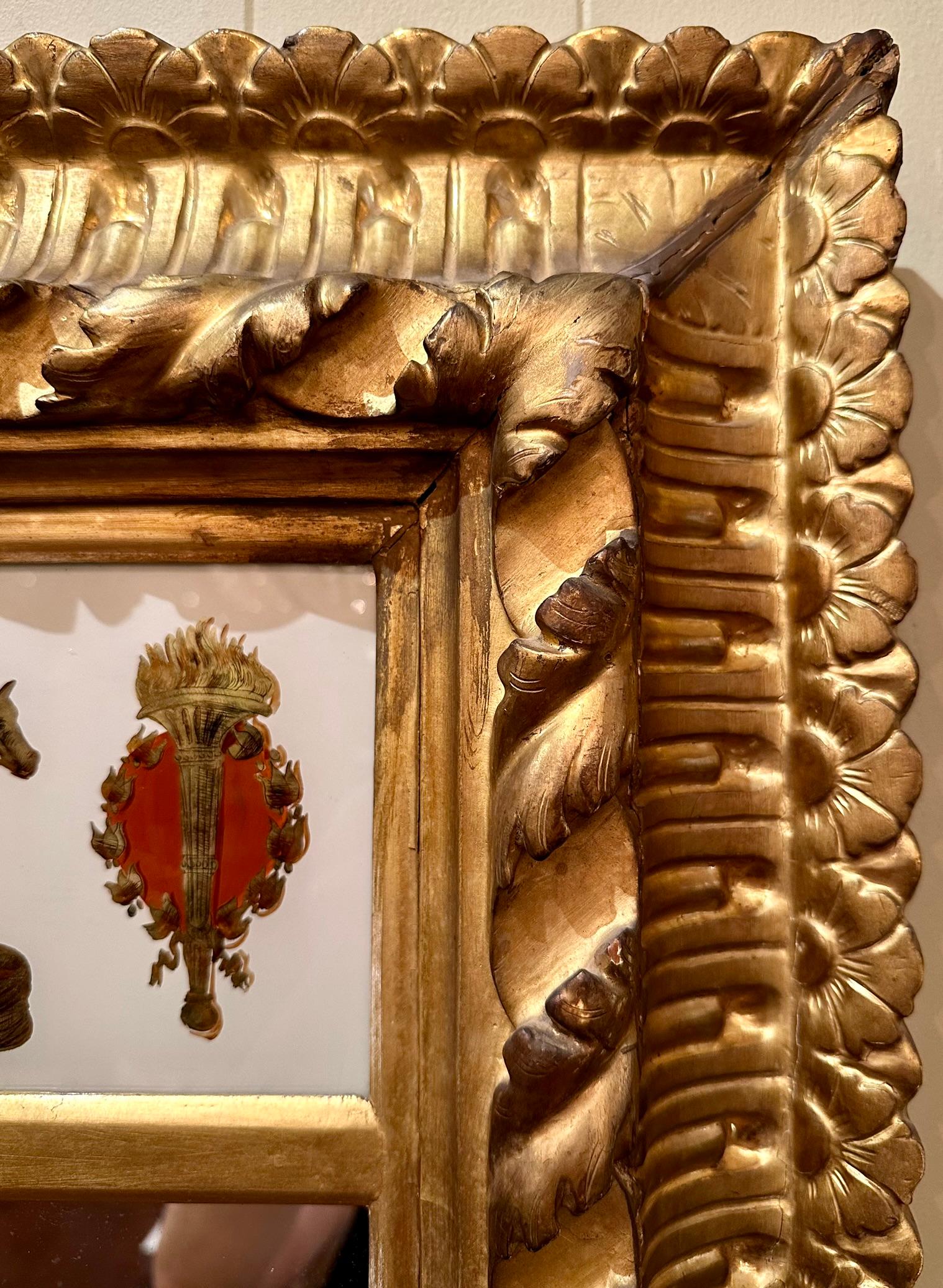 Pair Antique French Églomisé Mirrors in Fine Frames, Circa 1880-1890. For Sale 3