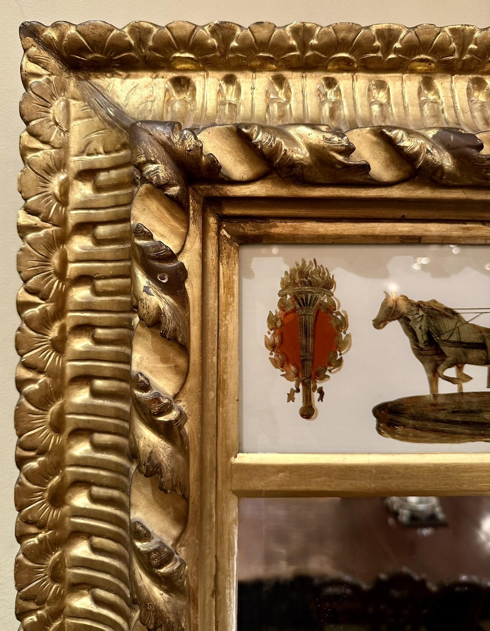 Pair Antique French Églomisé Mirrors in Fine Frames, Circa 1880-1890. For Sale 5