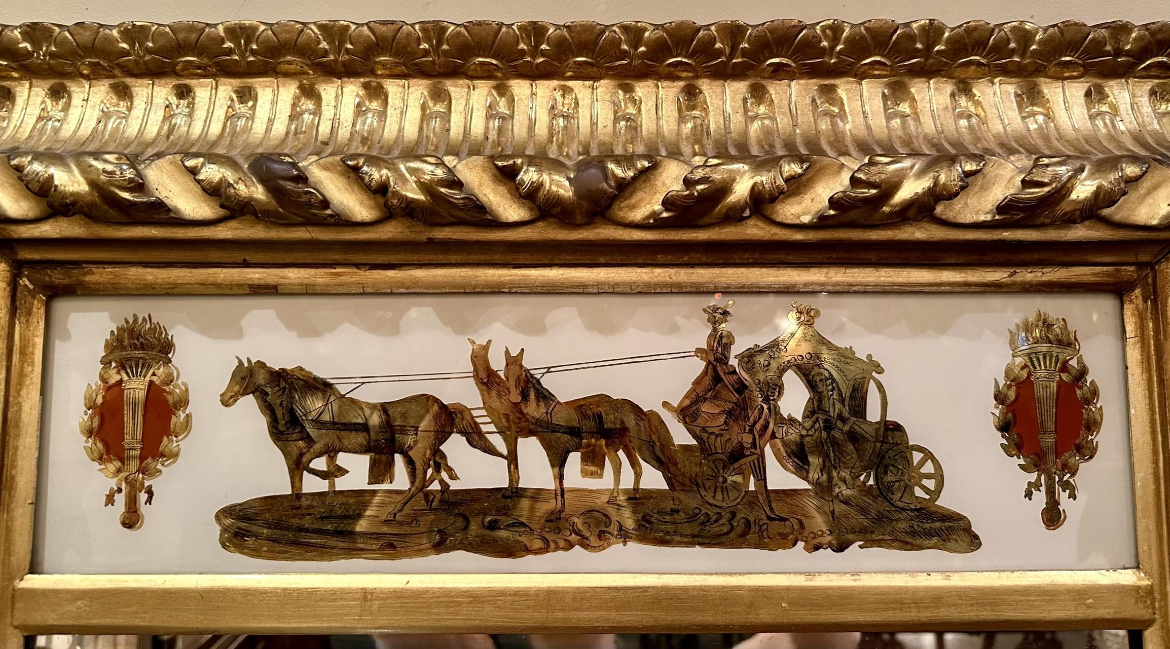 Pair Antique French Églomisé Mirrors in Fine Frames, Circa 1880-1890. For Sale 6