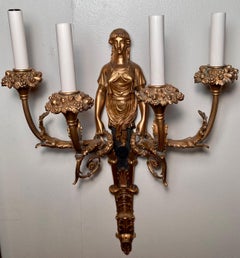 Pair Antique French Empire Bronze D'ore Wall-Lights, circa 1830-1850
