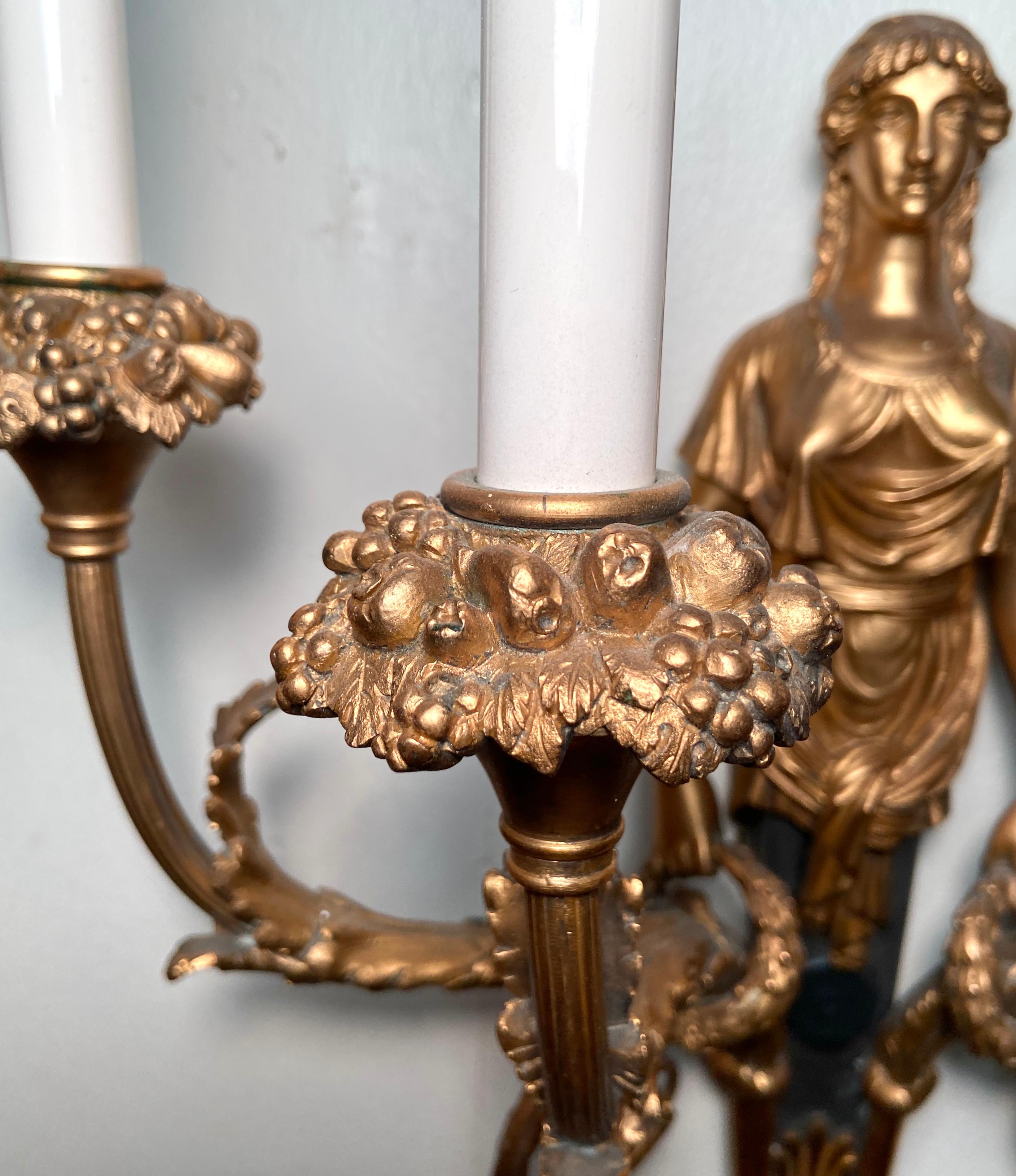 Pair Antique French Empire Bronze D'ore Wall-Lights, circa 1830-1850 For Sale 1