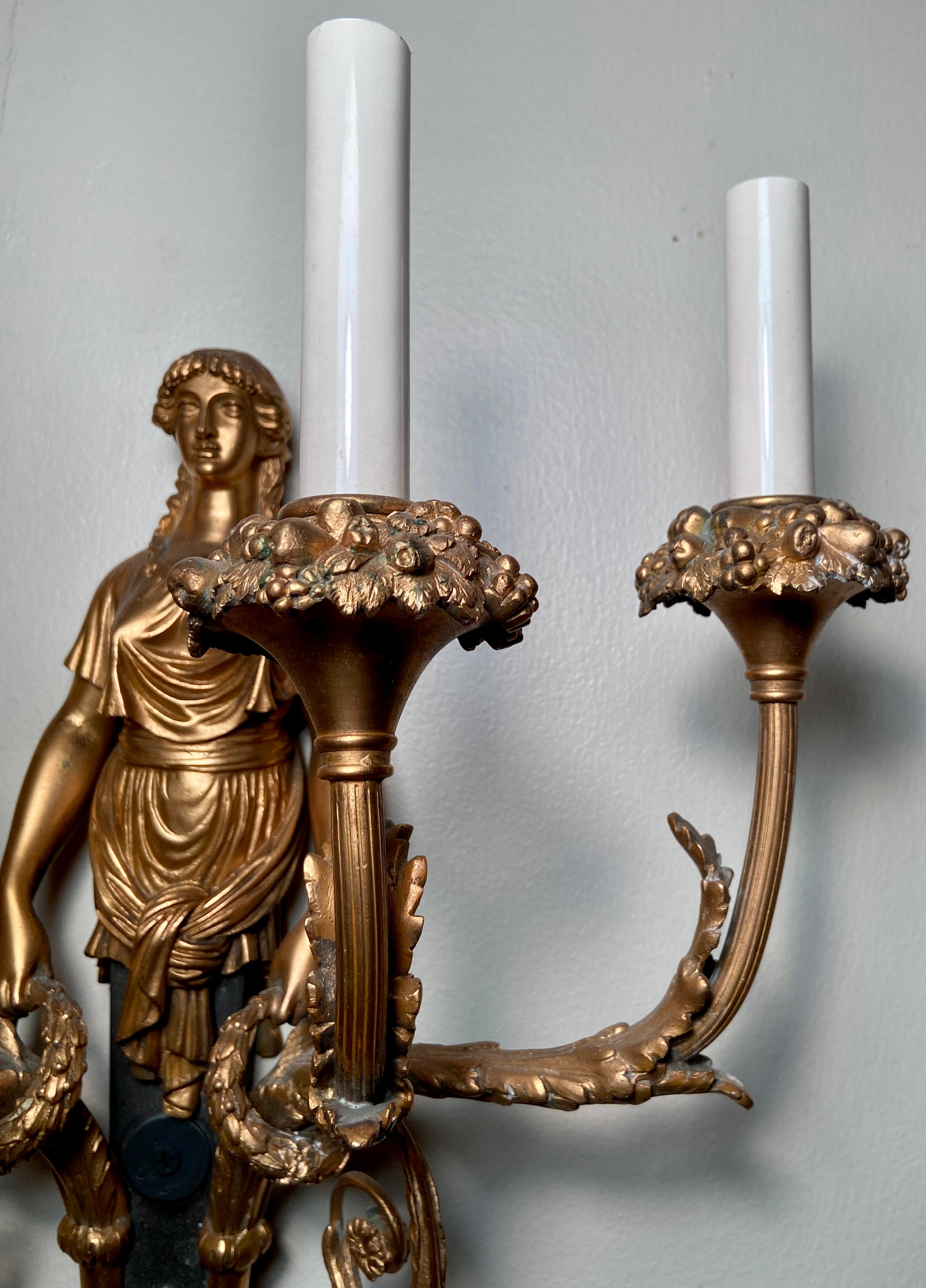 Pair Antique French Empire Bronze D'ore Wall-Lights, circa 1830-1850 For Sale 2