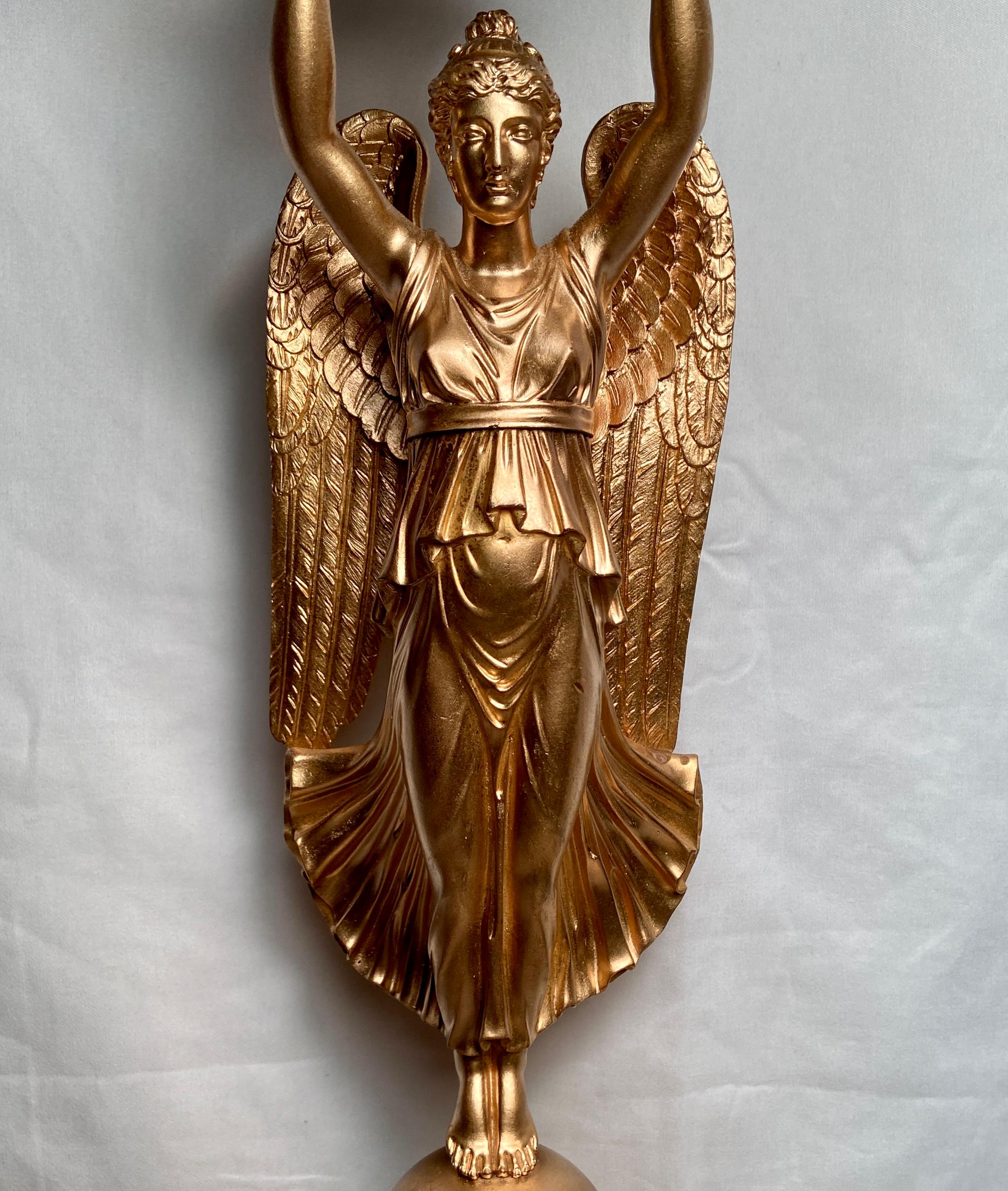 Pair Antique French Empire Gold Bronze Candelabra, circa 1890 For Sale 1