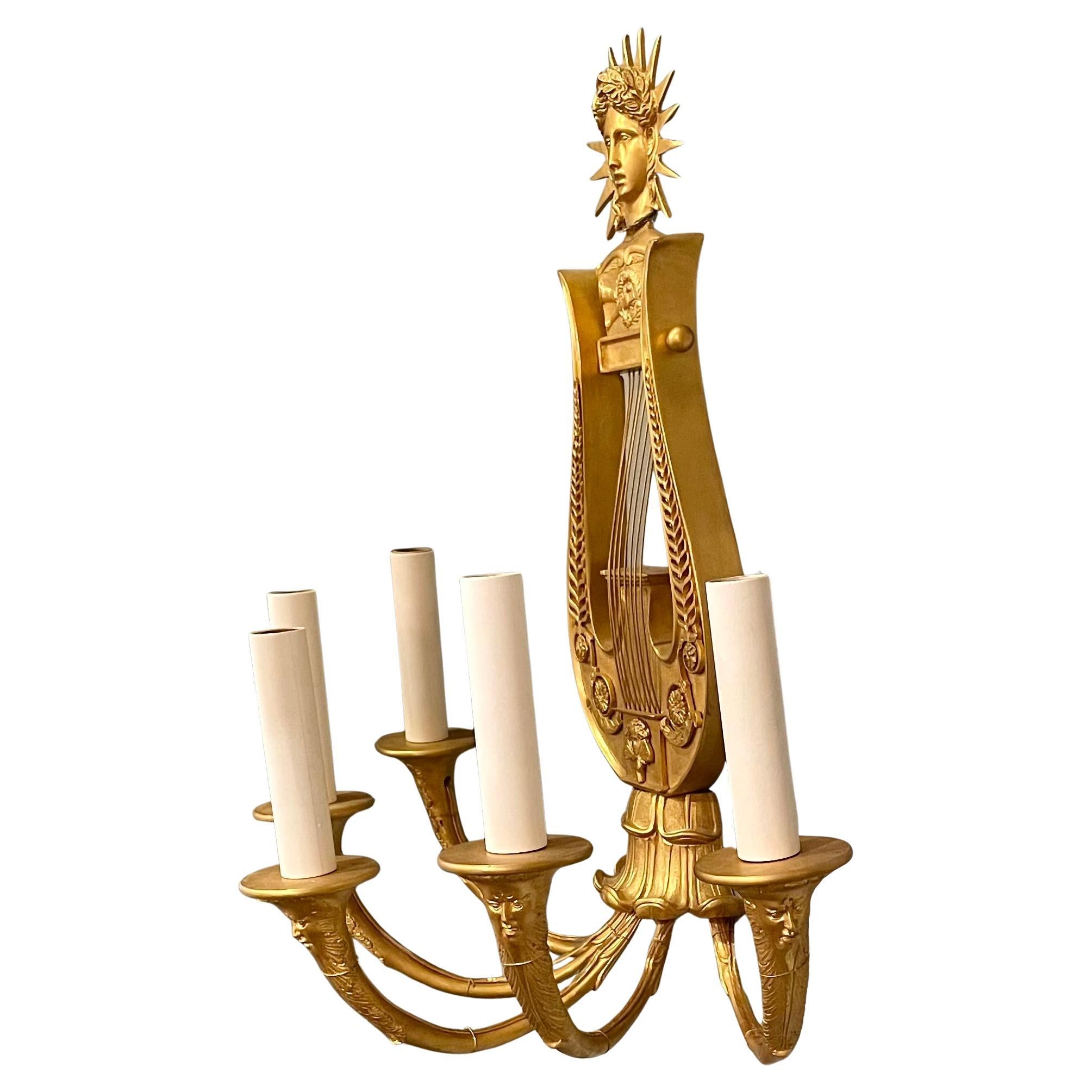 Pair Antique French Empire Gold Bronze Wall Sconces, Circa 1890. For Sale 3