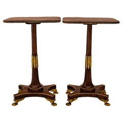 Pair Antique French Empire Napoleonic Neoclassical Rosewood Ormolu Side Tables