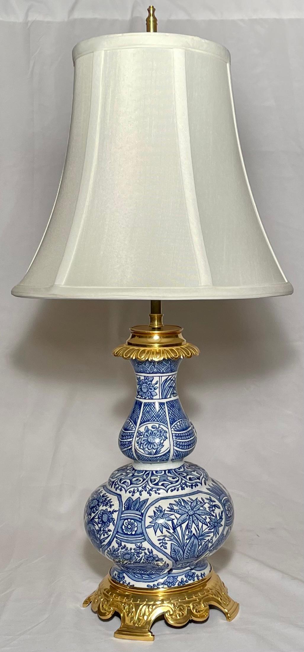 Pair antique French faience lamps, circa 1900.