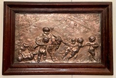 Coppia di placche d'argento fuso antiche francesi incorniciate di Claude Michel Clodion.