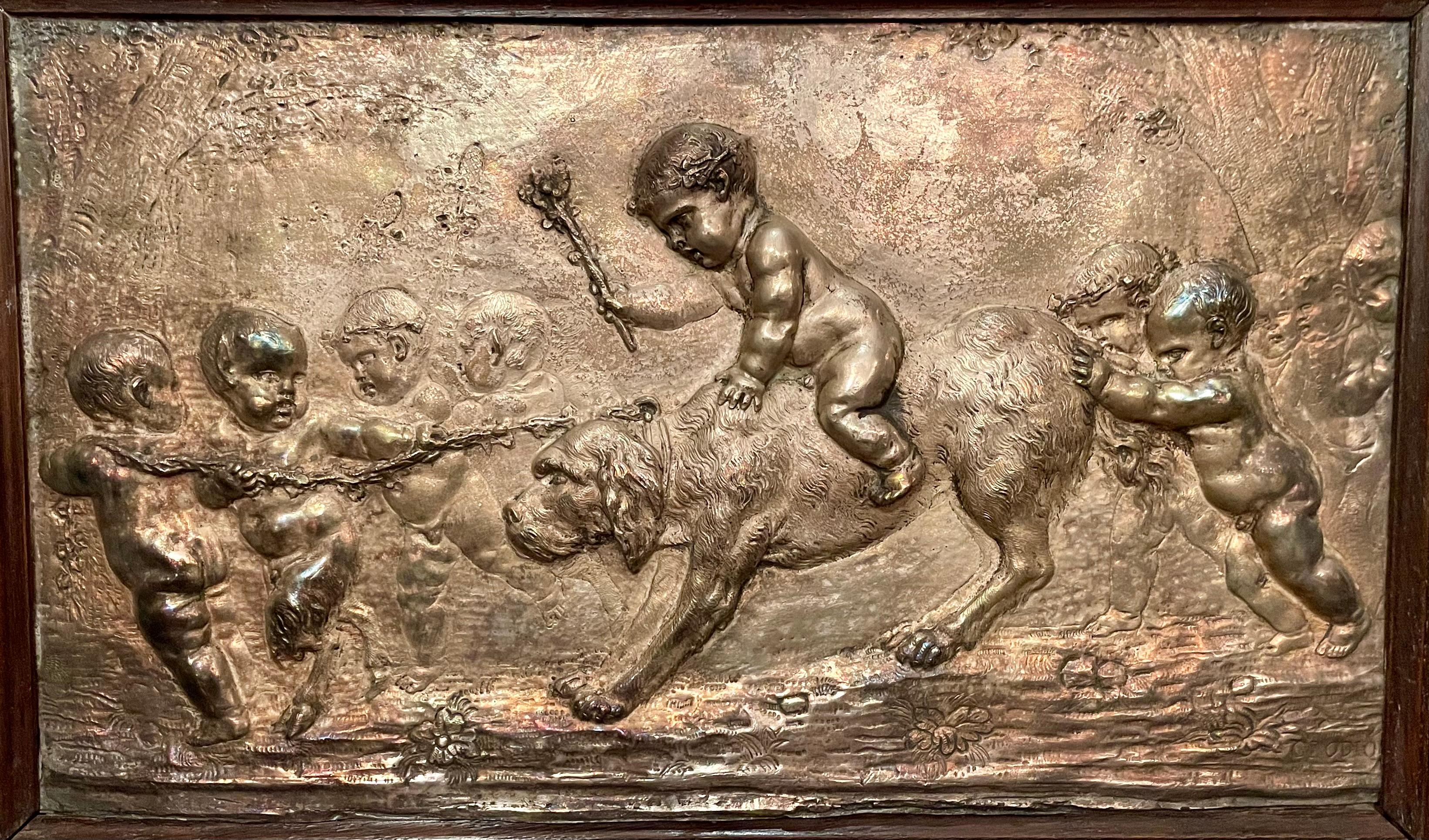 Paire d'anciennes plaques en fonte d'argent encadrées d'après Claude Michel Clodion. Bon état - En vente à New Orleans, LA