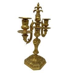 Paire de candélabres anciens en bronze d'oré de Francois Premier, Circa 1880.