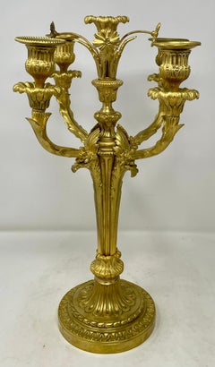 Pair Antique French Gold Bronze 4 Cup Candelabra, Circa 1865-1880.