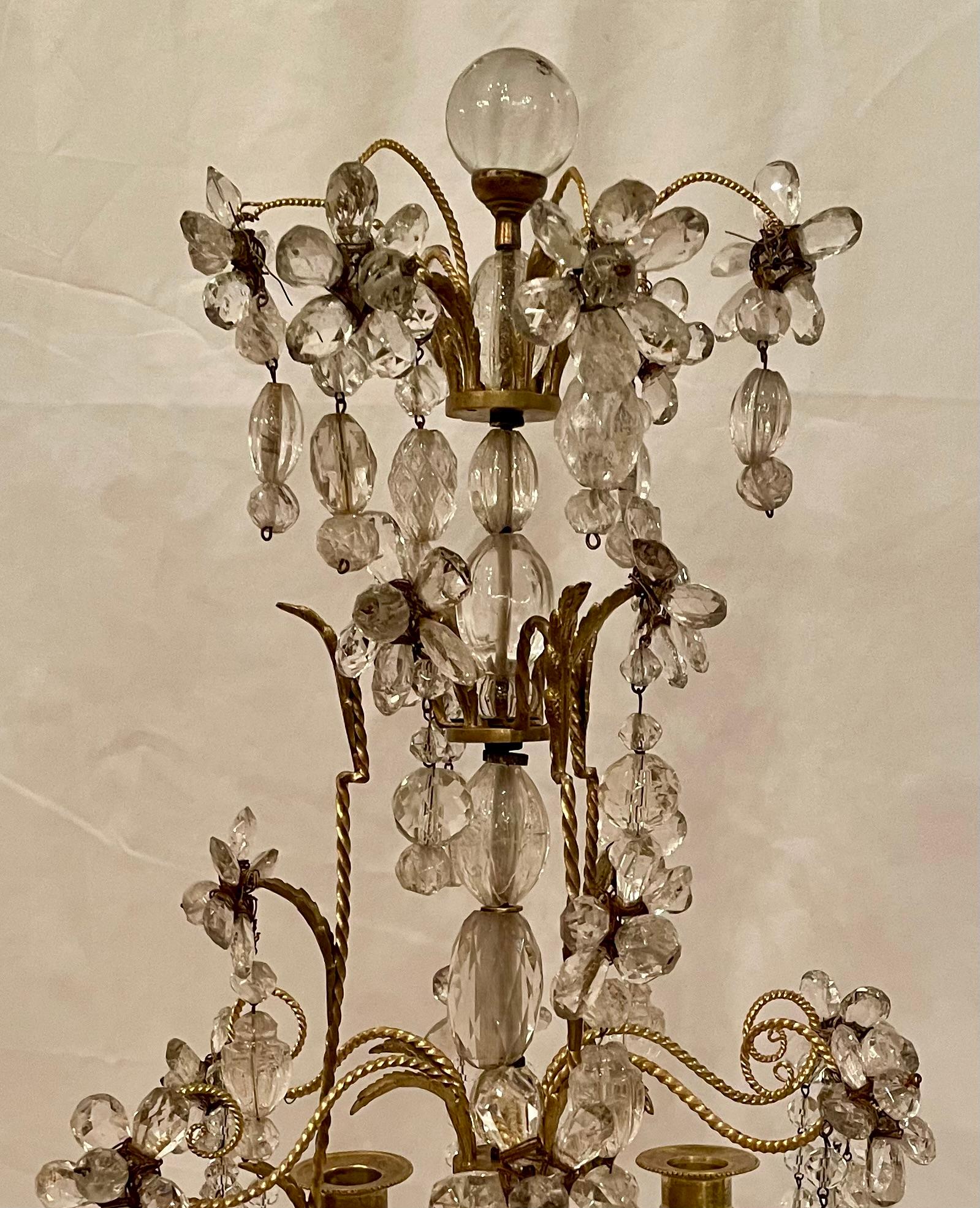 Pair Antique French Gold Bronze and Crystal Girondolles / Candelabras Circa 1880 For Sale 3
