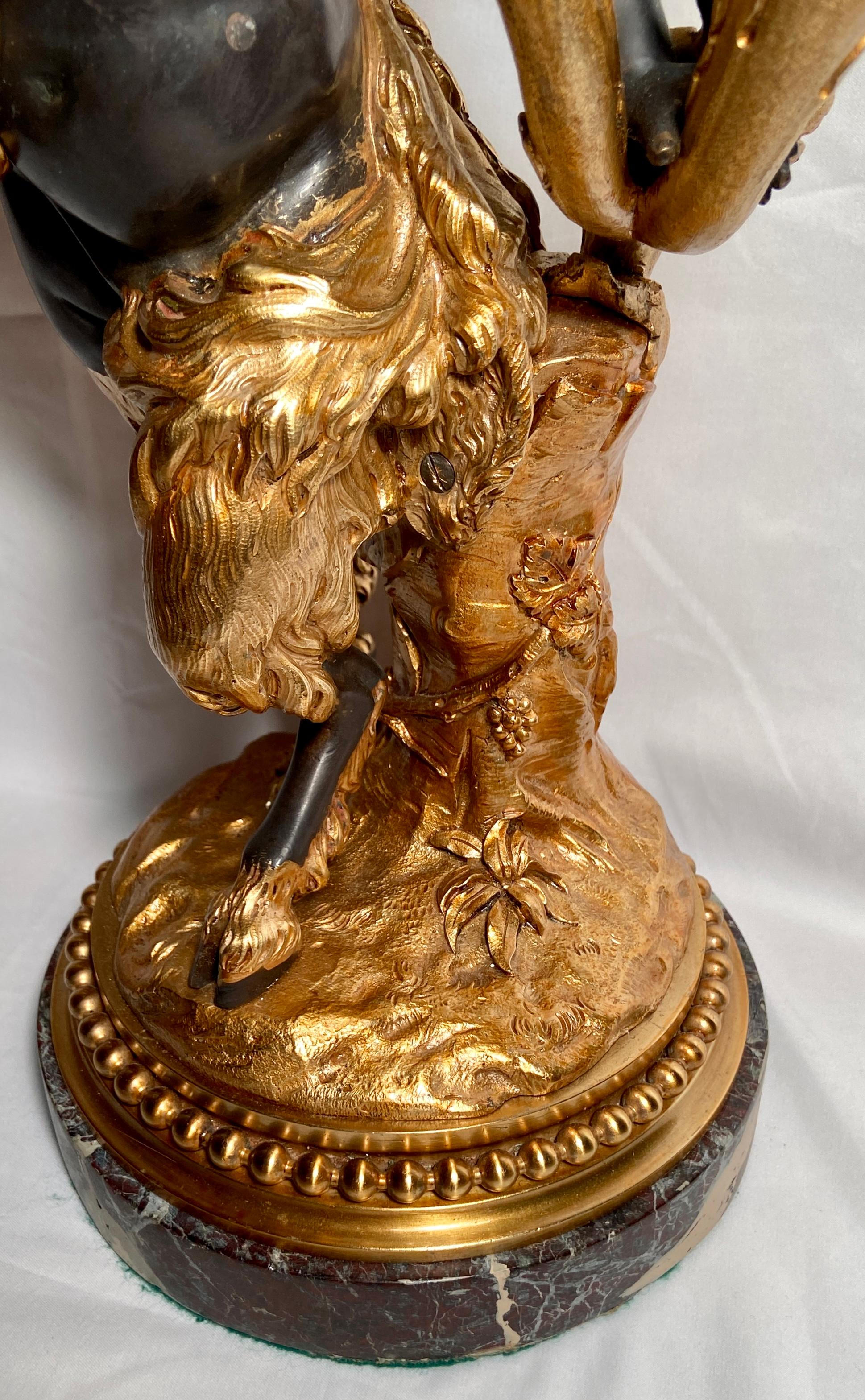 Pair Antique French Gold Bronze Bacchanalian Figure Candelabras, Circa 1870-1880 For Sale 4