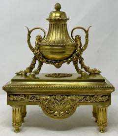 Pair Antique French Gold Bronze Chenets / Andirons, Circa 1850-1860