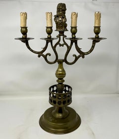 Pair Antique French Heavy Bronze Chateau Candelabra, Circa 1870-1880.